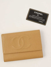 2003年頃製 キャビアスキンCCマークステッチウォレット ベージュ