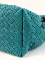 Intrecciato Chain Shoulder Bag in Turquoise Blue
