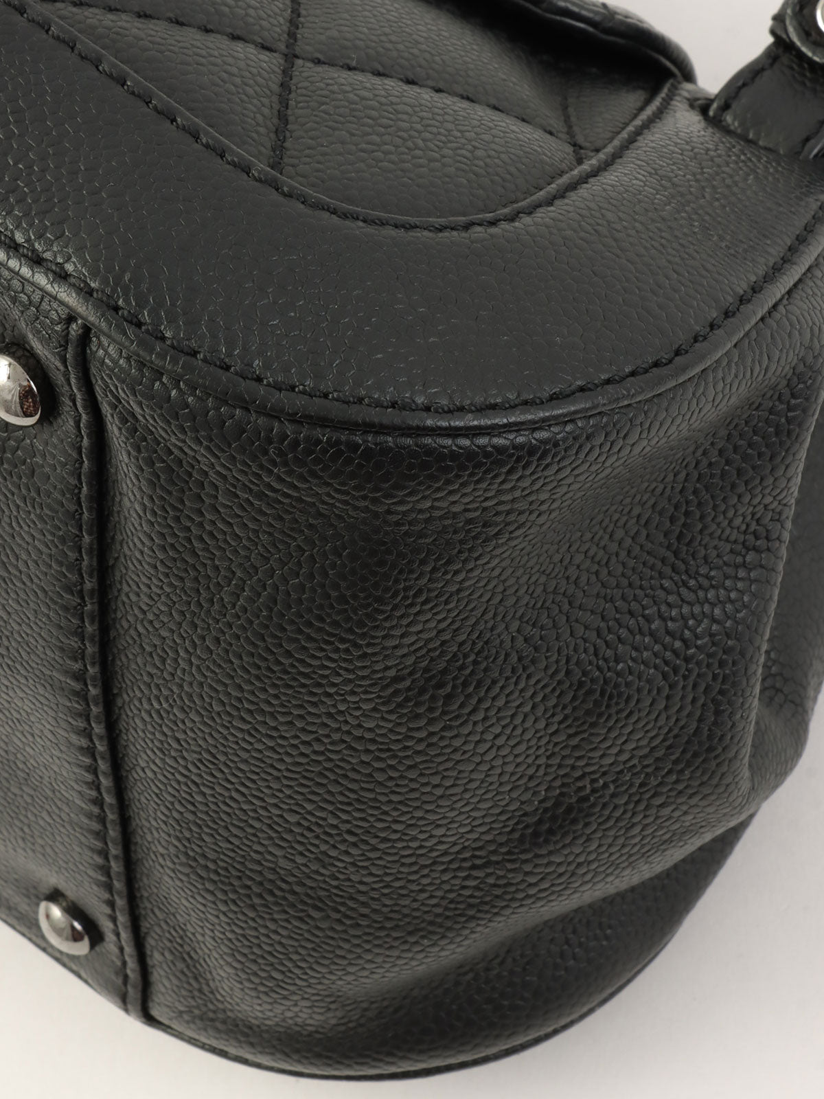 2005年頃製 キャビアスキン2.55ターンロックプレートハンドバッグ ブラック