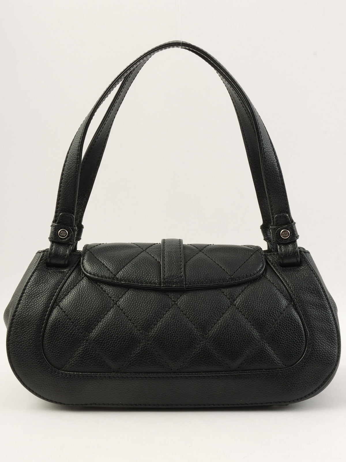 2005年頃製 キャビアスキン2.55ターンロックプレートハンドバッグ ブラック