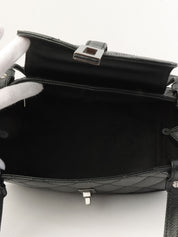 2005年頃製 キャビアスキン2.55ターンロックプレートハンドバッグ ブラック