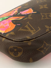 2008年製 キャンバスモノグラムローズポシェットアクセソワール ブラウン/ピンク