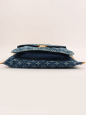 2005 Denim Monogram Flat Shopper Bag in Blue
