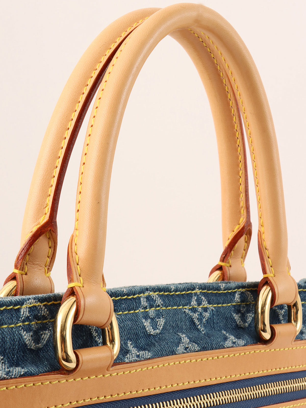 2005 Denim Monogram Flat Shopper Bag in Blue