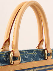 2005 Denim Monogram Flat Shopper Bag in Blue