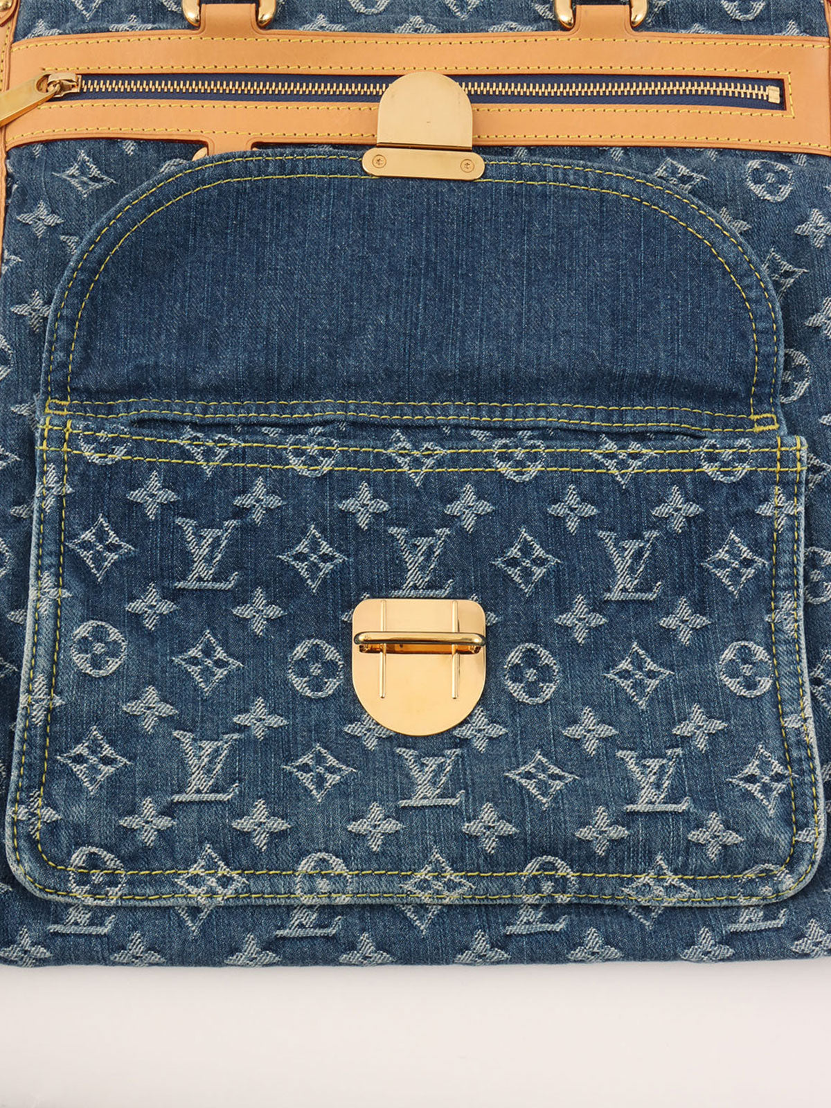 2005年製 デニムモノグラムフラットショッパー ブルー