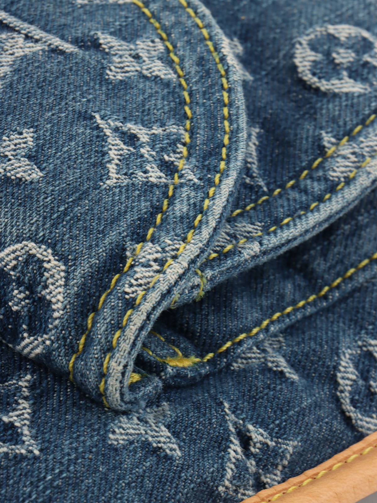 2005 Denim Monogram Flat Shopper Bag in Blue