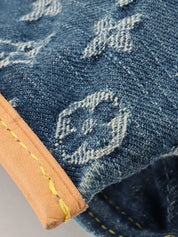 2005 Denim Monogram Flat Shopper Bag in Blue