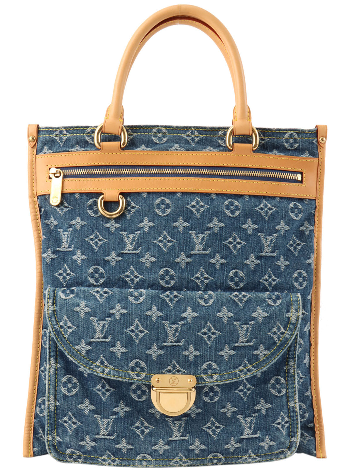 2005年製 デニムモノグラムフラットショッパー ブルー