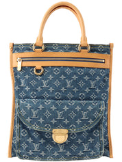 2005年製 デニムモノグラムフラットショッパー ブルー