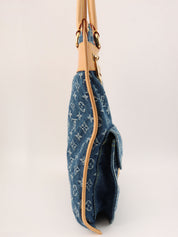 2005 Denim Monogram Flat Shopper Bag in Blue