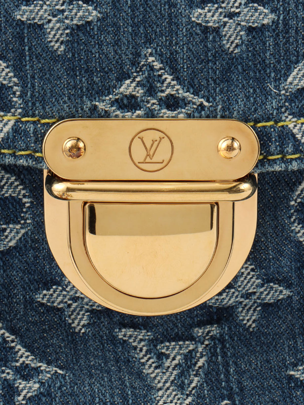 2005 Denim Monogram Flat Shopper Bag in Blue