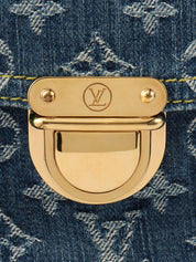 2005 Denim Monogram Flat Shopper Bag in Blue