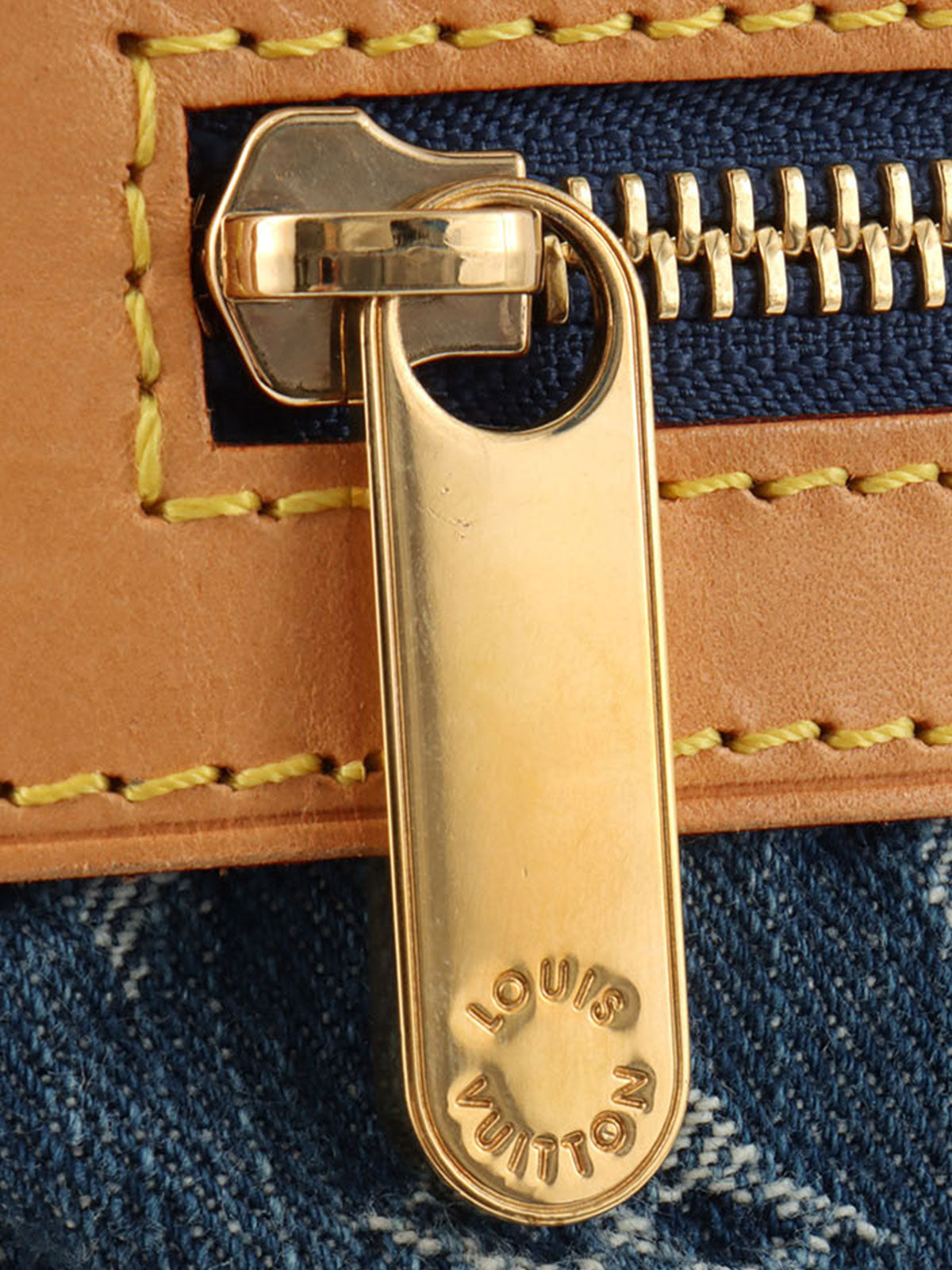 2005 Denim Monogram Flat Shopper Bag in Blue