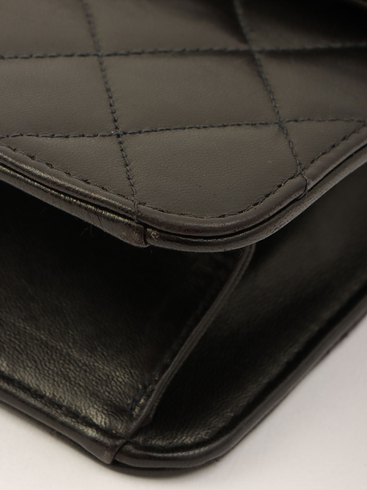 Around 1998 Made CC Mark Plate Chain Shoulder Bag Black