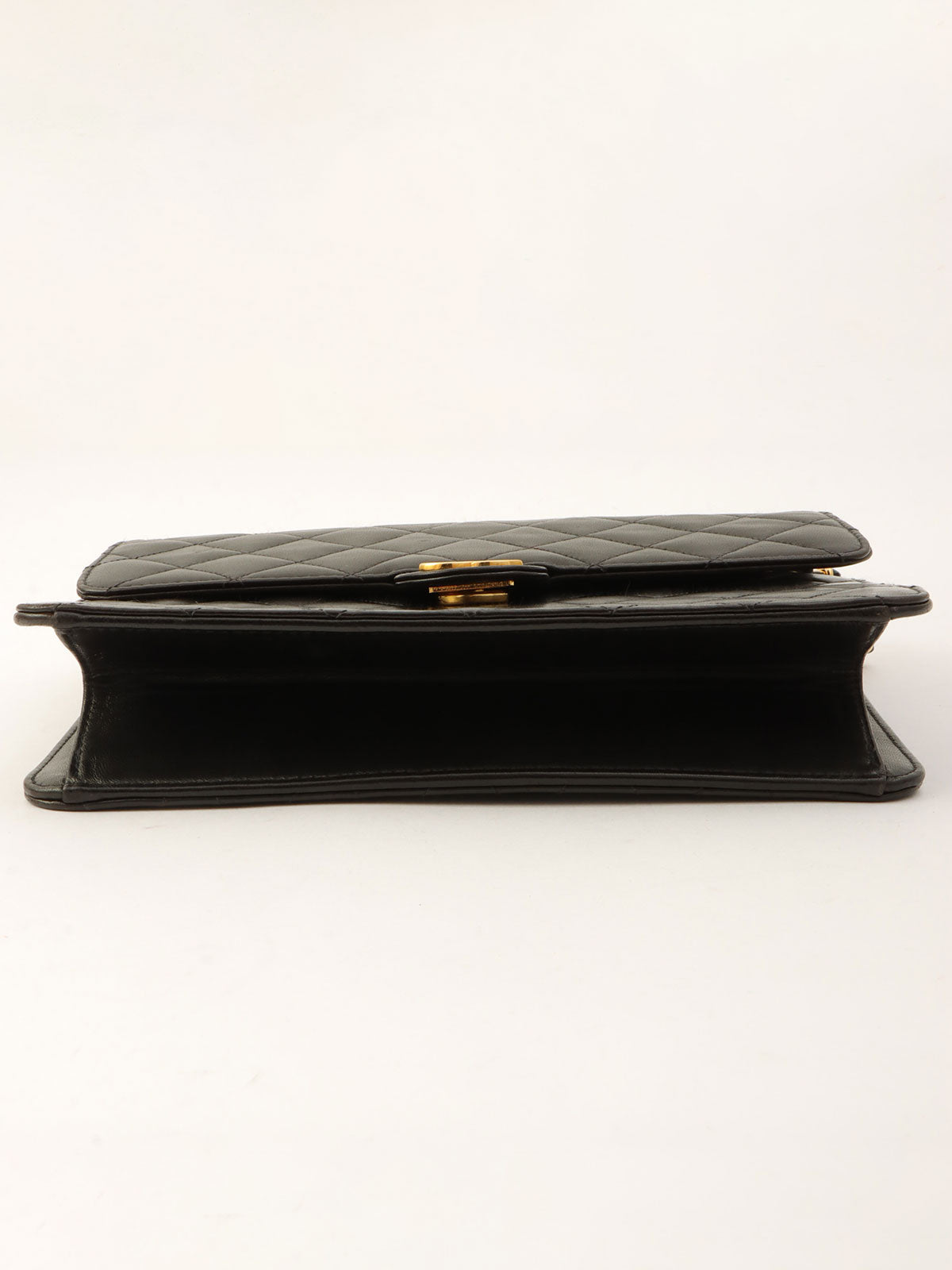 Around 1998 Made CC Mark Plate Chain Shoulder Bag Black