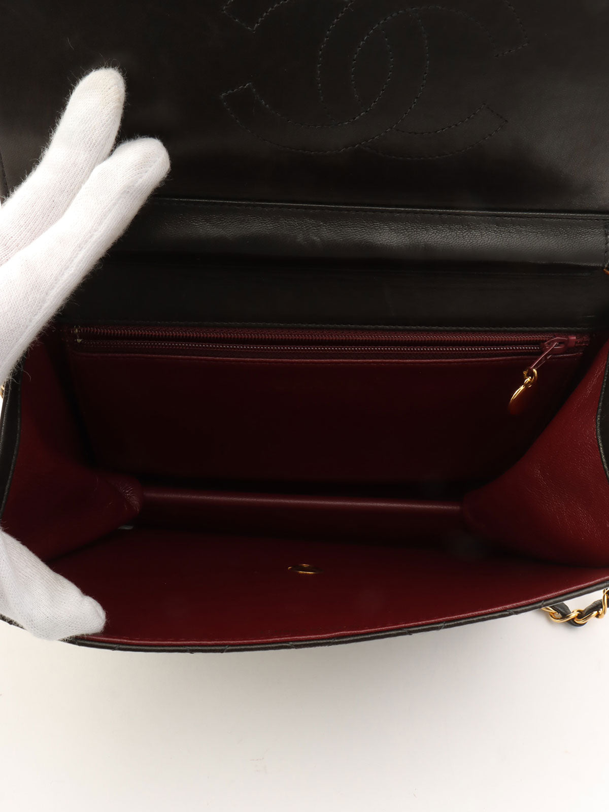Around 1998 Made CC Mark Plate Chain Shoulder Bag Black