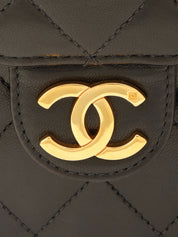 Around 1998 Made CC Mark Plate Chain Shoulder Bag Black