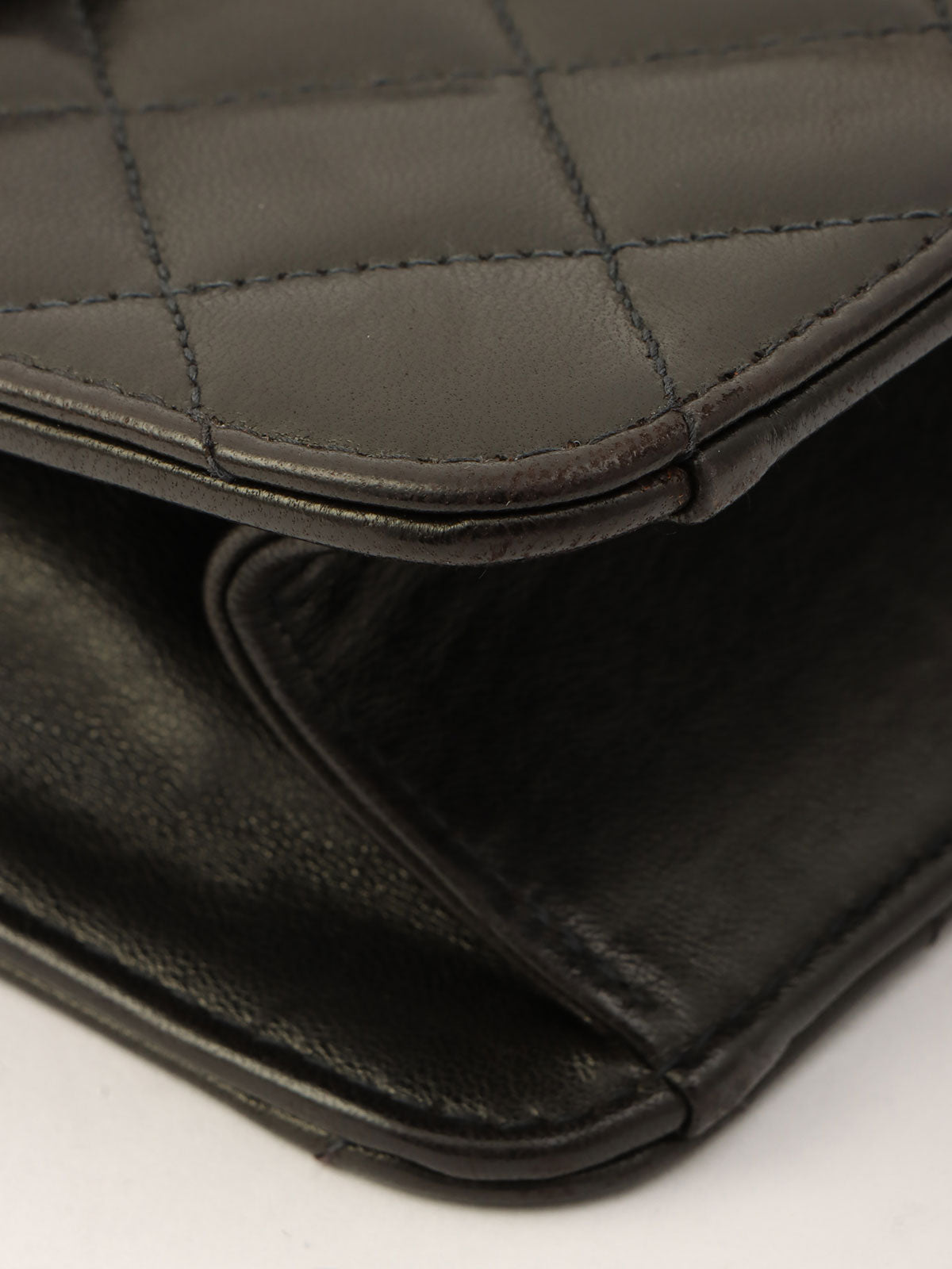 Around 1998 Made CC Mark Plate Chain Shoulder Bag Black