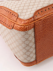 Canvas and leather combination Macadam pattern handbag in beige/camel