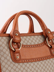Canvas and leather combination Macadam pattern handbag in beige/camel