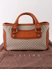 Canvas and leather combination Macadam pattern handbag in beige/camel