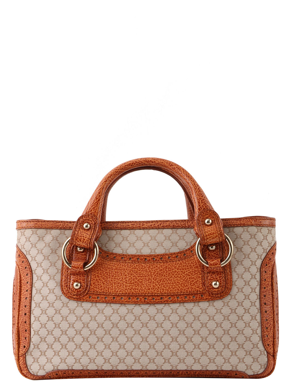 Canvas and leather combination Macadam pattern handbag in beige/camel