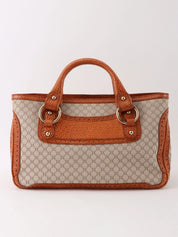 Canvas and leather combination Macadam pattern handbag in beige/camel