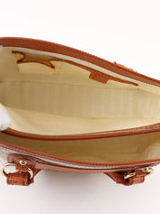 Canvas and leather combination Macadam pattern handbag in beige/camel