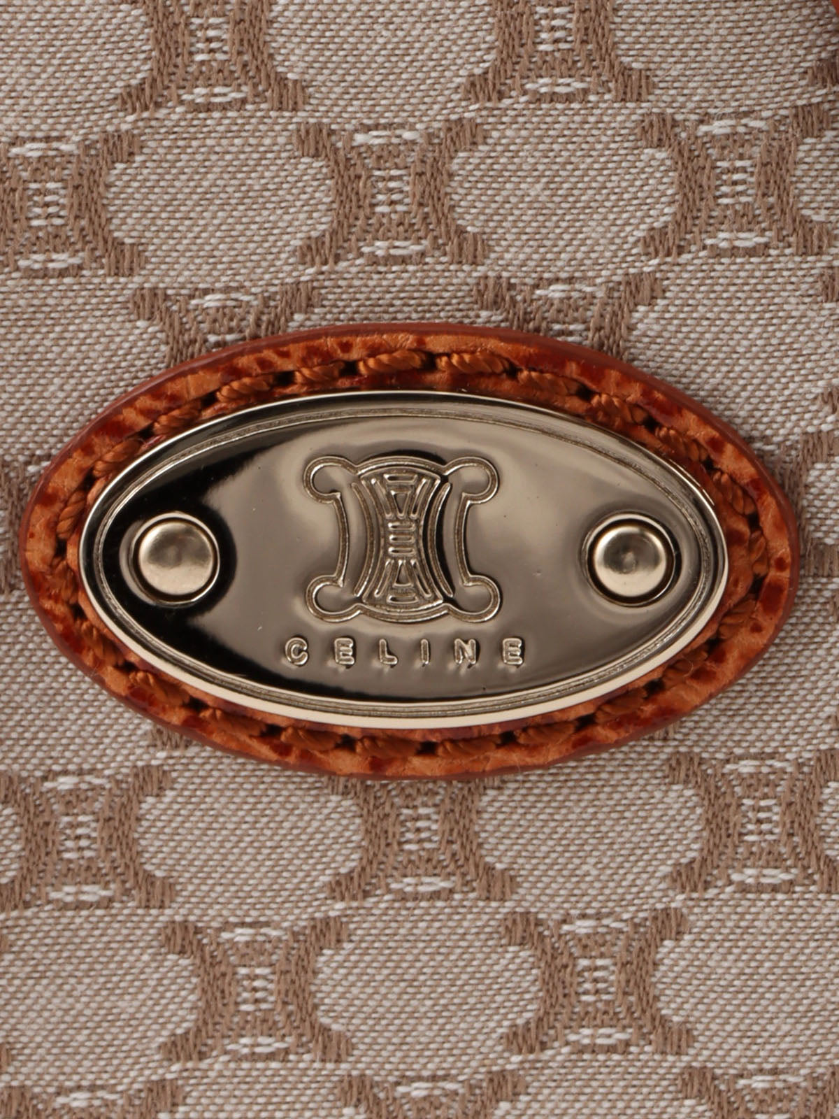 Canvas and leather combination Macadam pattern handbag in beige/camel