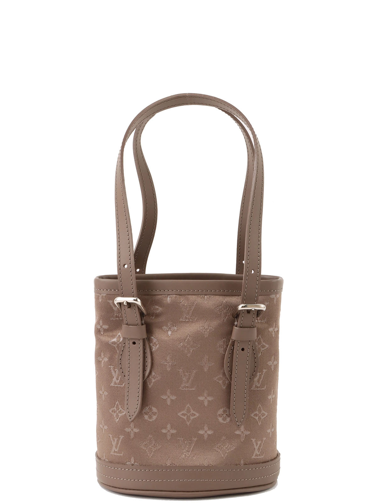 2001 Satin Monogram Little Bucket Greige