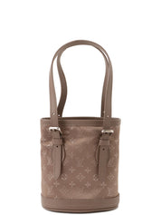 2001 Satin Monogram Little Bucket Greige