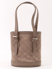 2001 Satin Monogram Little Bucket Greige