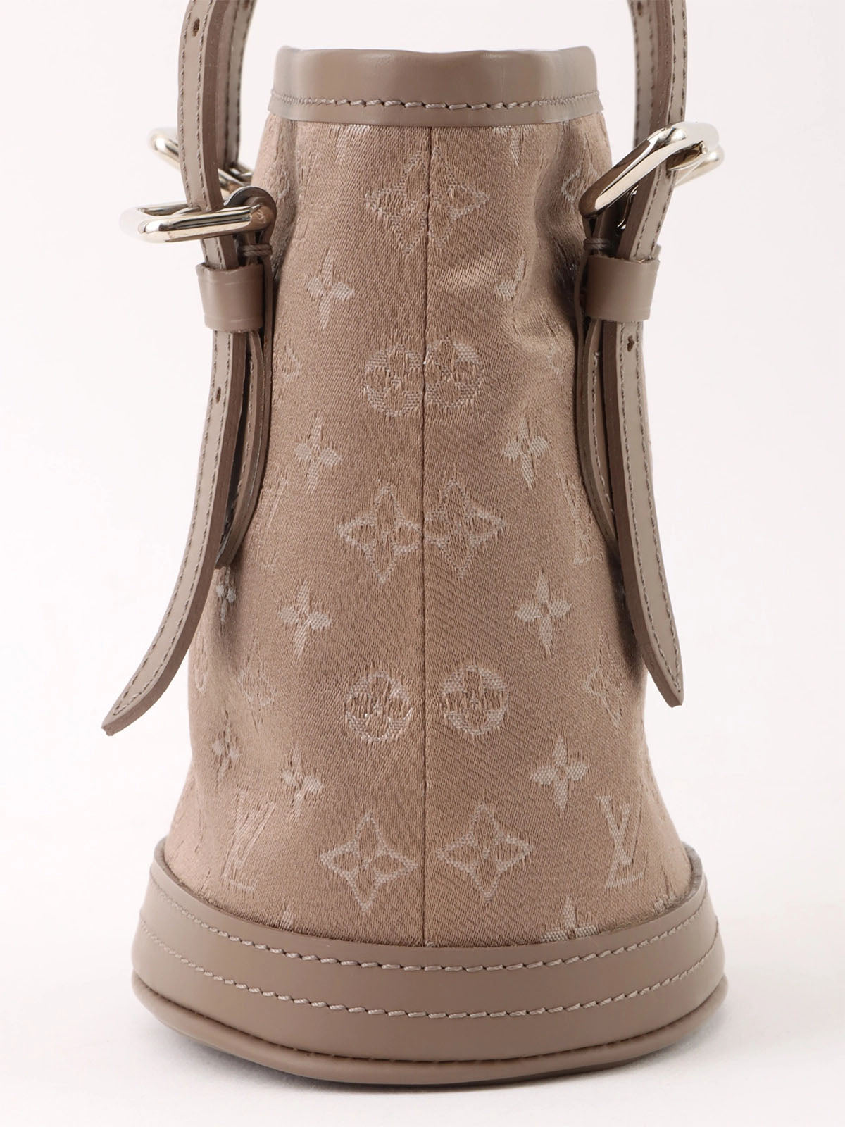 2001 Satin Monogram Little Bucket Greige