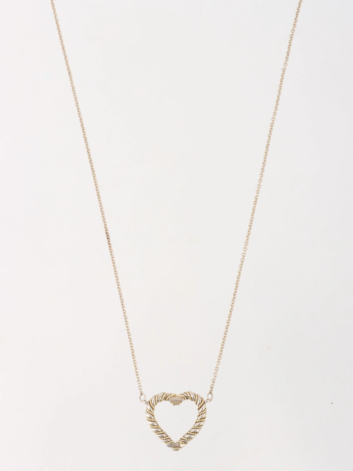 18K925 Twisted Heart Necklace in Silver/Gold