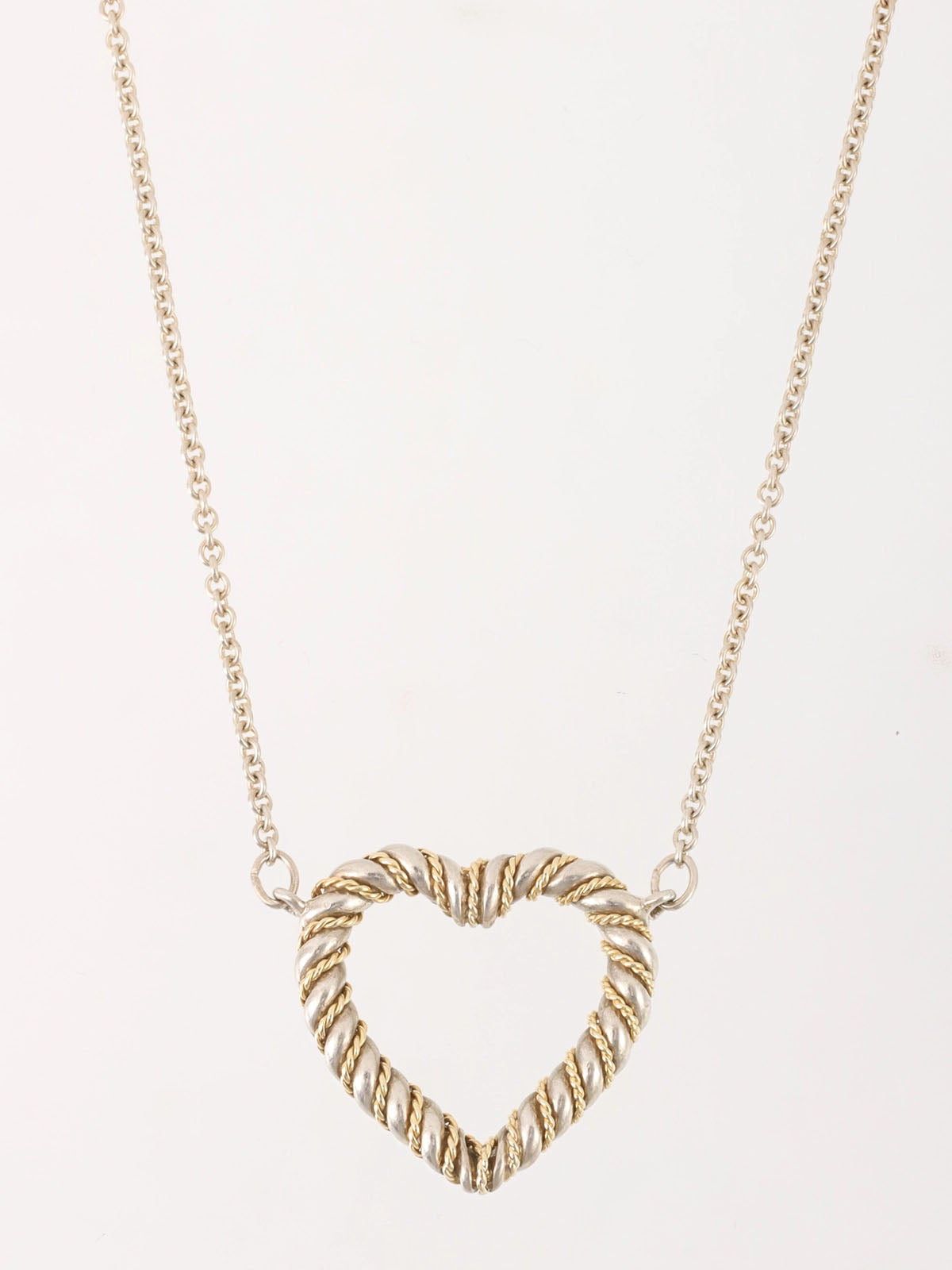 18K925 Twisted Heart Necklace in Silver/Gold