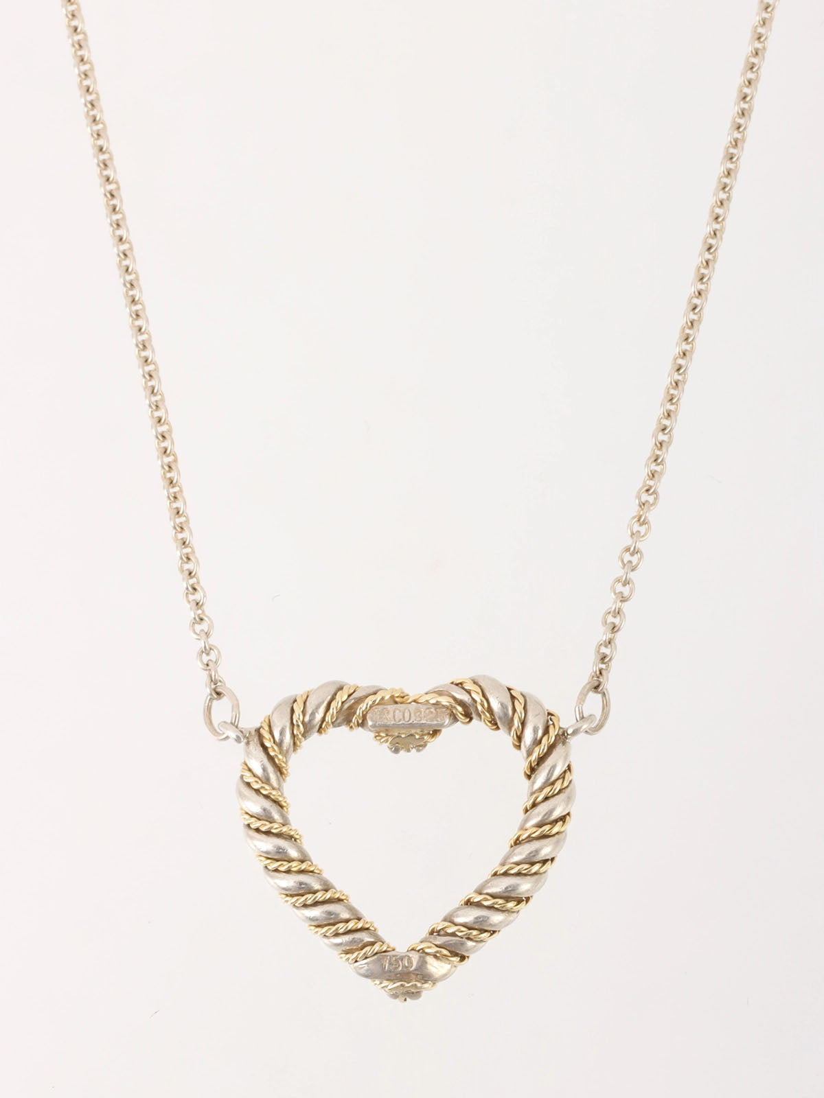 18K925 Twisted Heart Necklace in Silver/Gold
