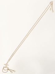 2013 Pearl Rhinestone CC Mark Chain Swing Necklace Gold/Pink