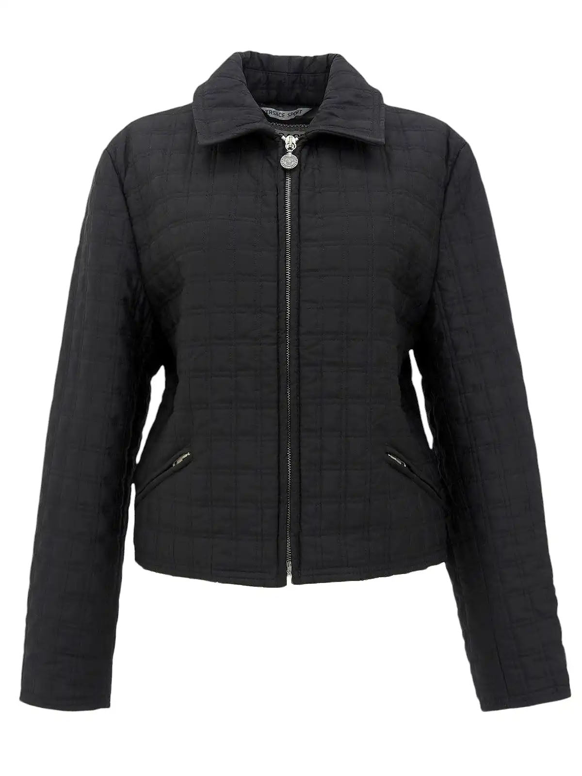 Nylon Medusa Zip-Up Jacket in Black