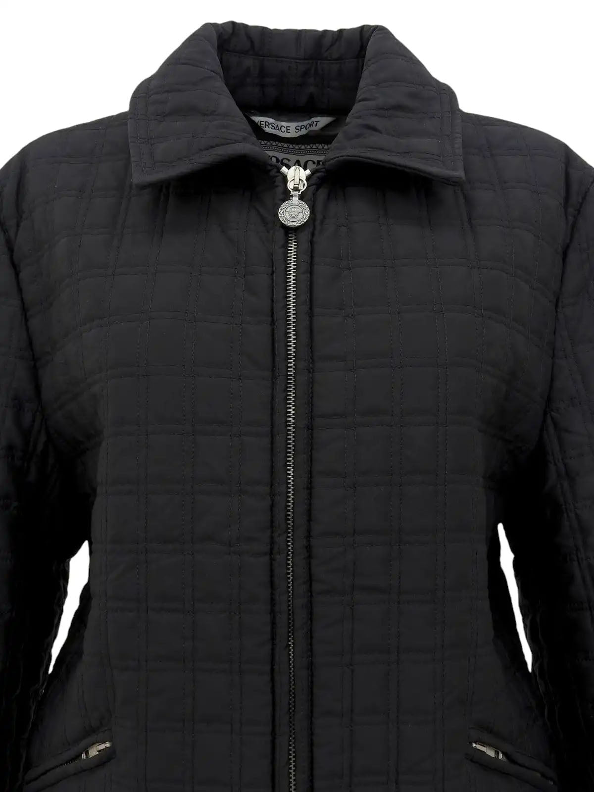 Nylon Medusa Zip-Up Jacket in Black
