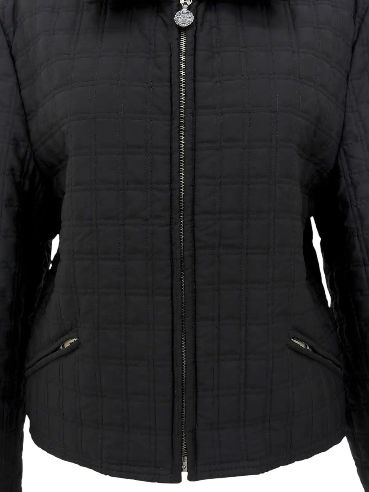 Nylon Medusa Zip-Up Jacket in Black