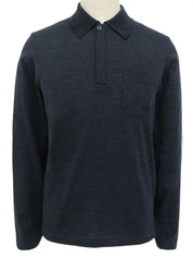Gancini Embroidered Long Sleeve Knit Top in Navy