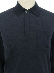 Gancini Embroidered Long Sleeve Knit Top in Navy