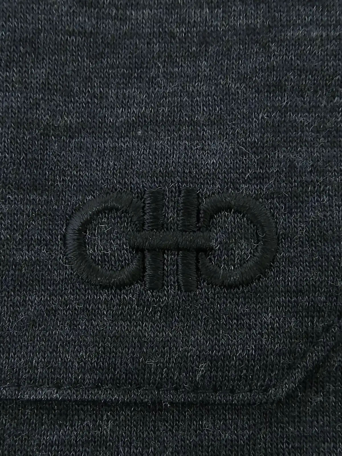 Gancini Embroidered Long Sleeve Knit Top in Navy