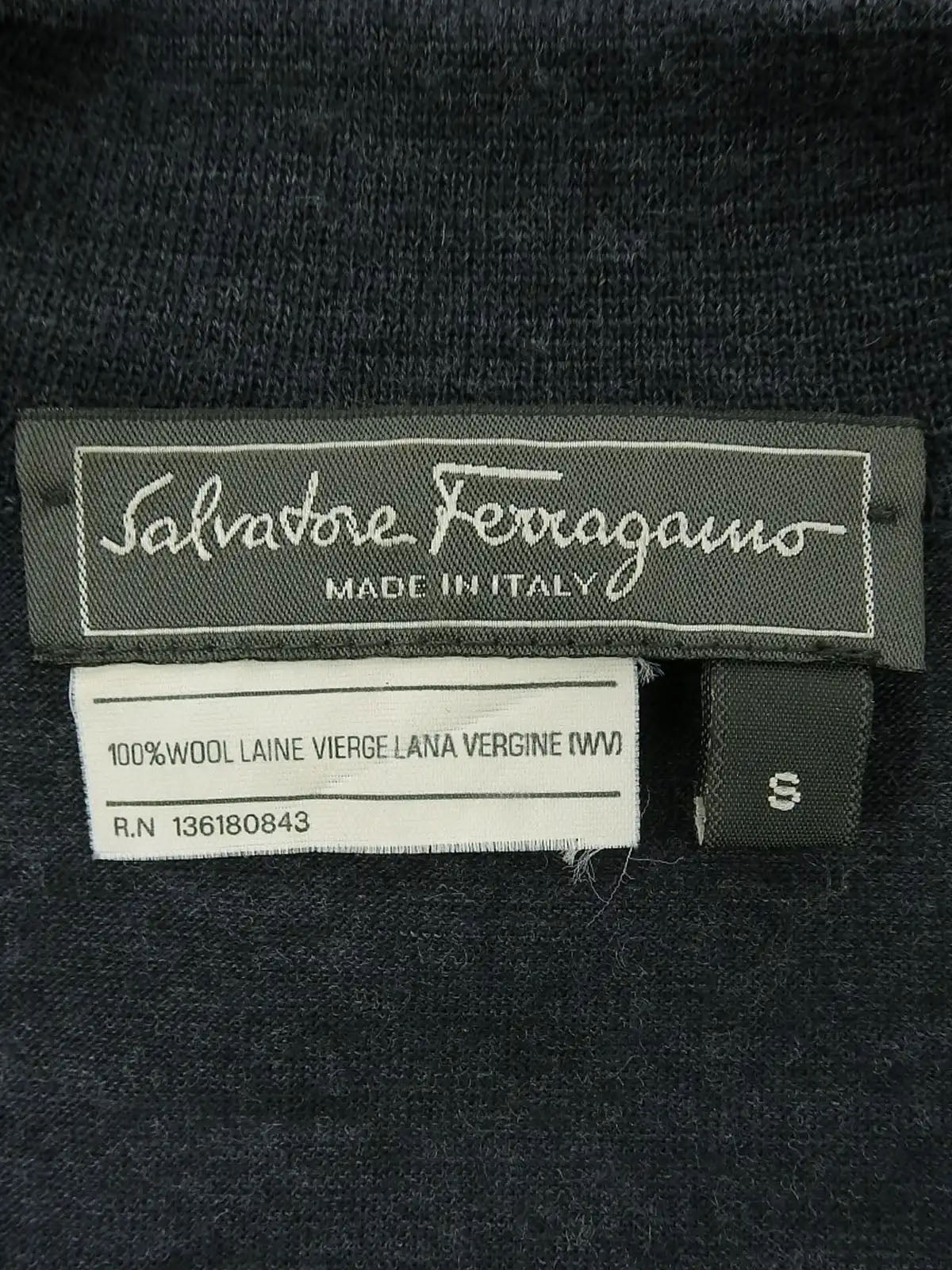 Gancini Embroidered Long Sleeve Knit Top in Navy
