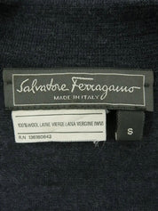 Gancini Embroidered Long Sleeve Knit Top in Navy