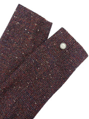 Tweed logo button collarless jacket in red/navy
