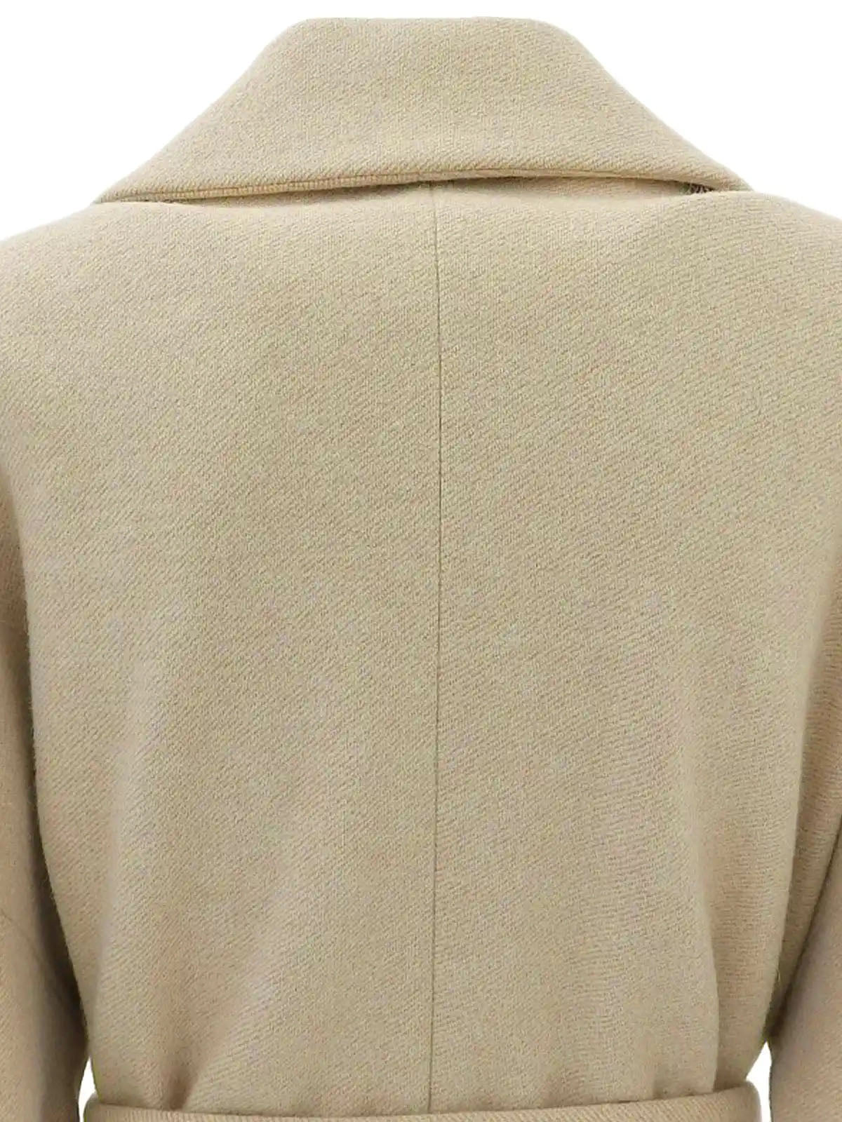 Wool logo button long coat in light beige