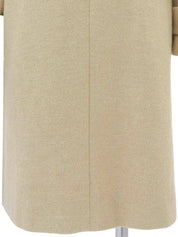 Wool logo button long coat in light beige