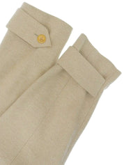 Wool logo button long coat in light beige